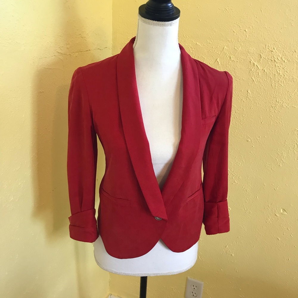 Anthropologie Red Blazer